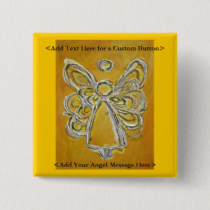 Bóton Quadrado 5.08cm Botão Anjo Amarelo ou Pino com Mensagens Personal