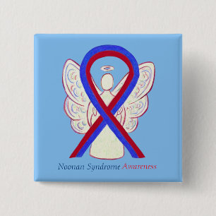 Bóton Quadrado 5.08cm Botão Anjo de Sensibilização da Síndrome de Noonan