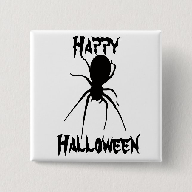 Bóton Quadrado 5.08cm Botão Aranha Negra-Halloween (Frente)