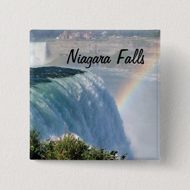 Bóton Quadrado 5.08cm Botão Arco-Íris Niagara Falls (Frente)