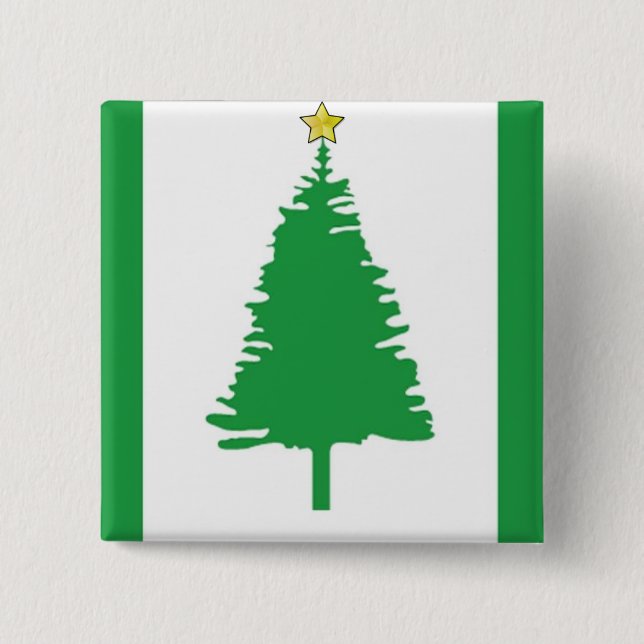 Bóton Quadrado 5.08cm Botão Árvore de Natal (Frente)