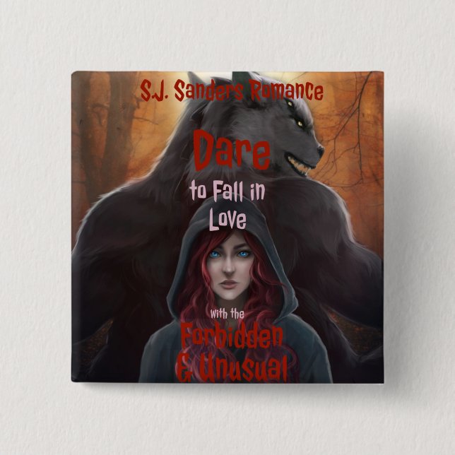 Bóton Quadrado 5.08cm botão Atrevir ao Amor (Frente)