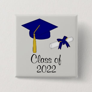 Bóton Quadrado 5.08cm Botão Azul de Boné de Graduado