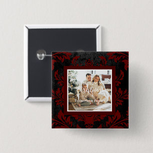 Bóton Quadrado 5.08cm Botão azul de foto personalizada de Feliz Natal