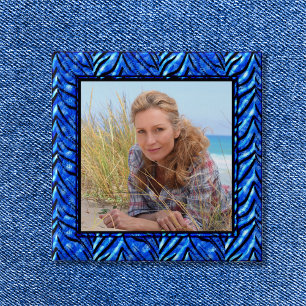 Bóton Quadrado 5.08cm Botão Azul de Quadro de Fotos Colorida