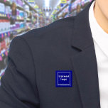 Bóton Quadrado 5.08cm Botão Azul Quadrado do Nome da Empresa e Logotipo<br><div class="desc">Botão quadrado que você pode personalizar para colocar seu nome de empresa e logotipo. Você pode usar este botão como acessório uniforme do seu funcionarios. Você também pode usá-lo como acessório de empacotamento. Você também pode incluí-lo em seus materiais de marketing para anunciar sua empresa ou promover seu nome de...</div>