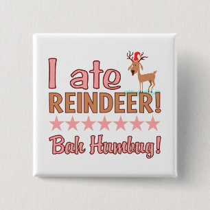 Bóton Quadrado 5.08cm Botão Bah Humbug Reindeer