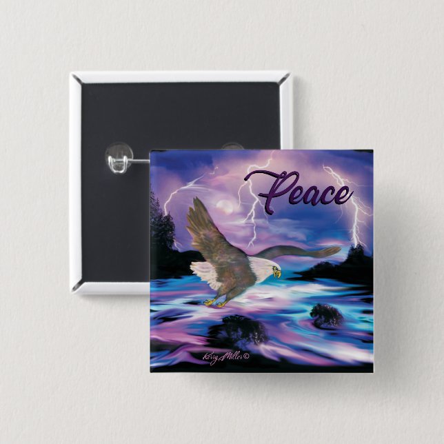 Bóton Quadrado 5.08cm Botão Bald Eagle (Frente & Verso)