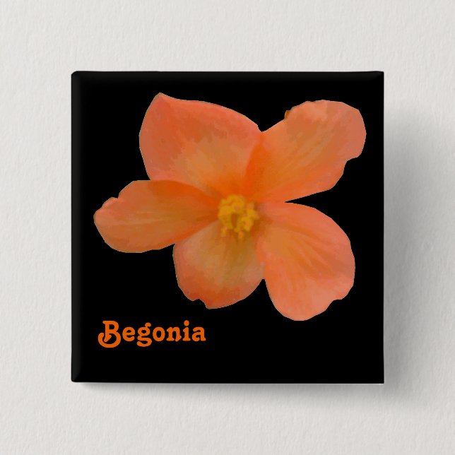 Bóton Quadrado 5.08cm Botão Bela Begonia Personalizável (Frente)