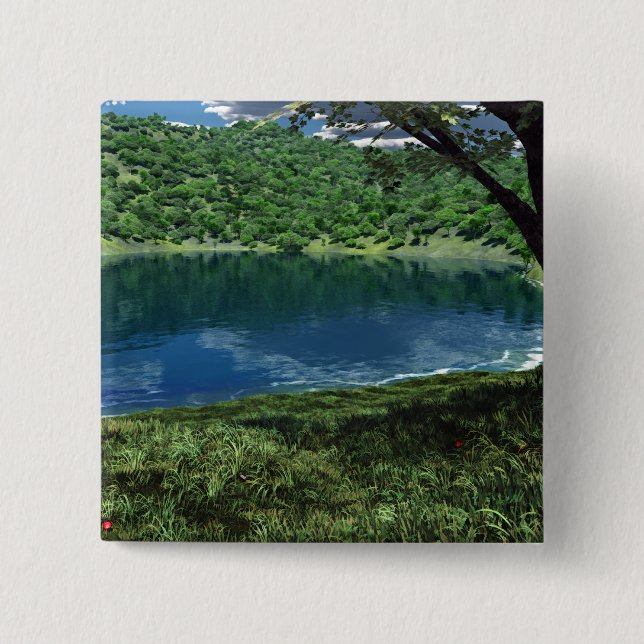 Bóton Quadrado 5.08cm Botão Beside Deep Waters (Águas profundas) (Frente)