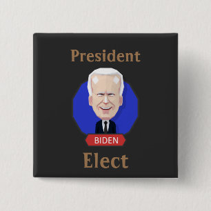 Bóton Quadrado 5.08cm Botão Biden Presidente Eleito