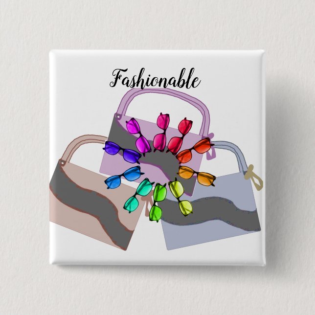 Bóton Quadrado 5.08cm Botão Bolsas e óculos moveis (Frente)