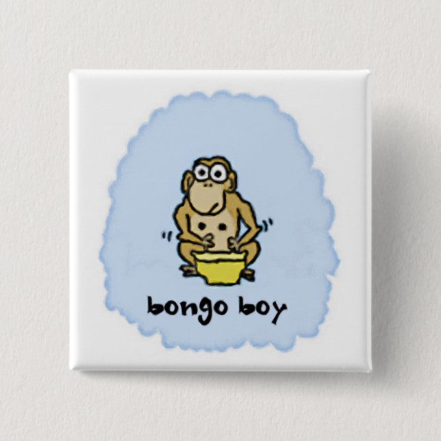 Bóton Quadrado 5.08cm Botão Bongo Boy (Frente)
