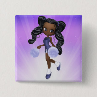 Bóton Quadrado 5.08cm Botão bonito do cheerleader do afro-americano