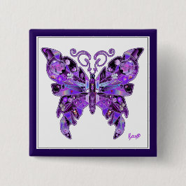 Bóton Quadrado 5.08cm Botão Borboleta Roxa 31