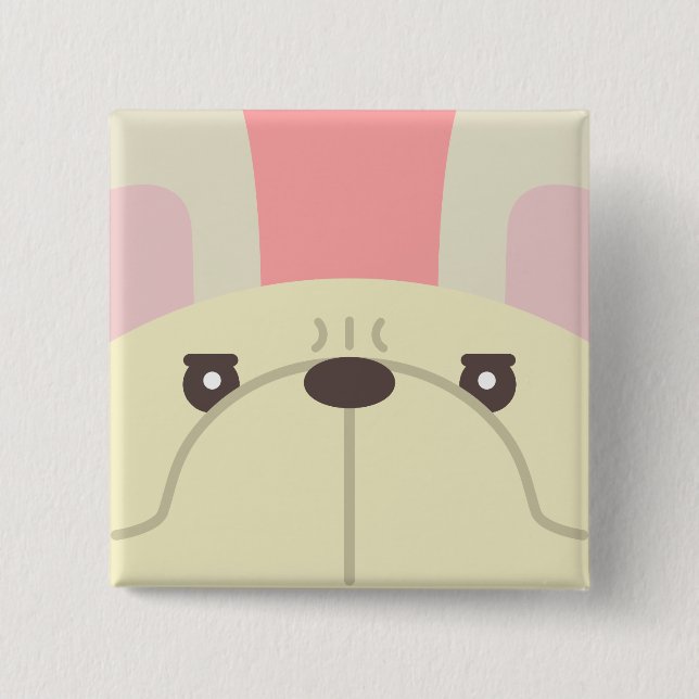 Bóton Quadrado 5.08cm Botão Bulldog Francês (Frente)