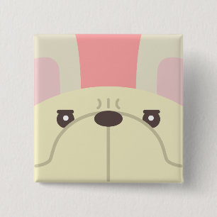 Bóton Quadrado 5.08cm Botão Bulldog Francês