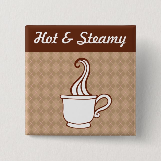 Bóton Quadrado 5.08cm Botão Café Retroativo (Frente)