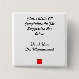 Bóton Quadrado 5.08cm Botão Caixa de Sugestão