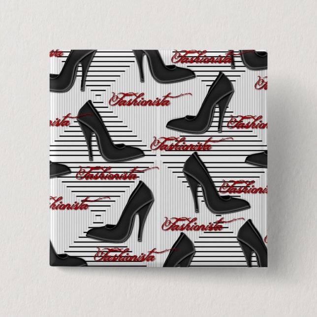 Bóton Quadrado 5.08cm Botão Calçados Pretos-Fashionista (Frente)