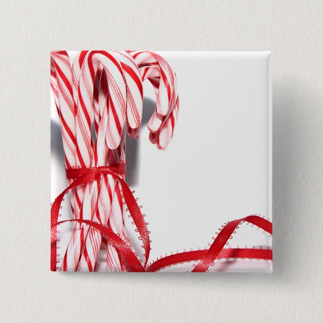 Bóton Quadrado 5.08cm Botão Candy Canes (Frente)