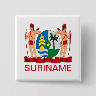 Bóton Quadrado 5.08cm Botão casaco de Braços do Suriname