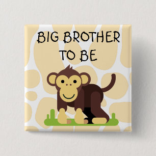Bóton Quadrado 5.08cm Botão Chá de fraldas do Big Brother com Macaco