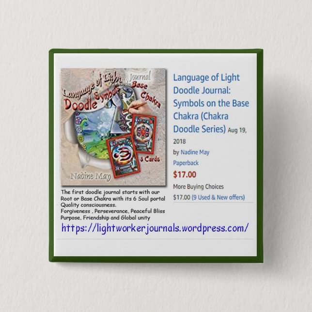 Bóton Quadrado 5.08cm Botão Chakra Base (Frente)