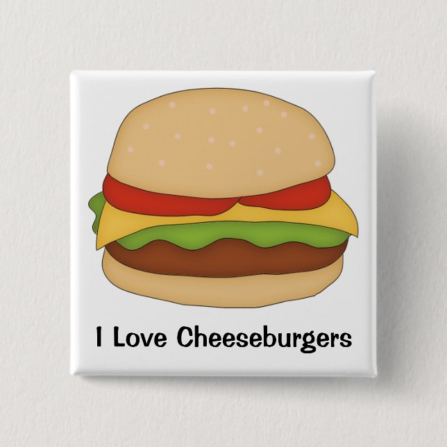 Bóton Quadrado 5.08cm Botão Cheeseburger (Frente)