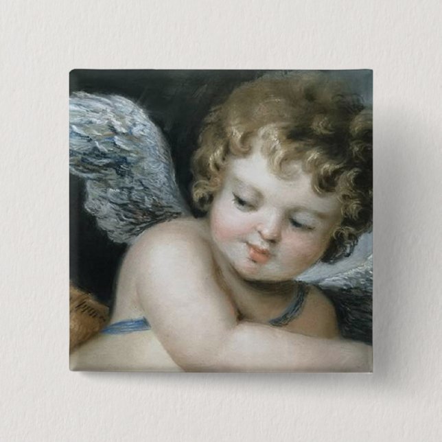 Bóton Quadrado 5.08cm Botão Cherub (Frente)
