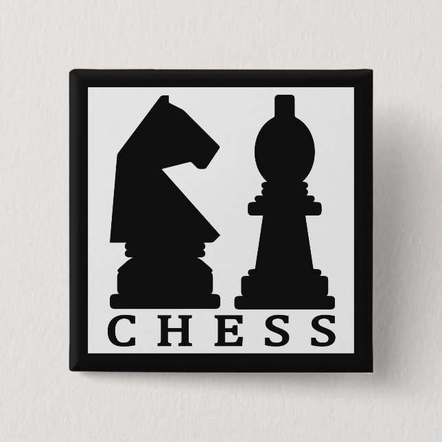 Bóton Quadrado 5.08cm botão CHESS (Frente)