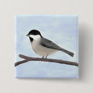 Bóton Quadrado 5.08cm Botão Chickadee de Casca com Casca Preta