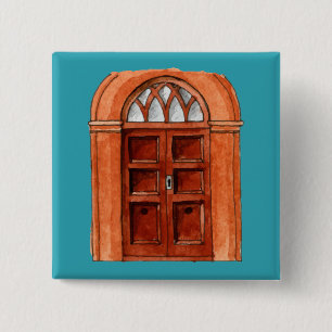 Bóton Quadrado 5.08cm Botão colorido da ilustração da porta