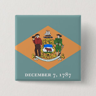 Bóton Quadrado 5.08cm Botão com a bandeira de Delaware