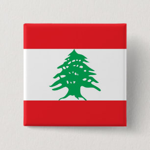 Bóton Quadrado 5.08cm Botão com a bandeira de Líbano