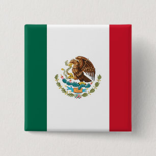 Bóton Quadrado 5.08cm Botão com a bandeira de México