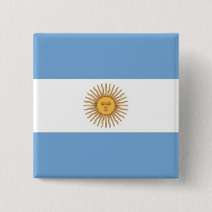 Bóton Quadrado 5.08cm Botão com Bandeira da Argentina