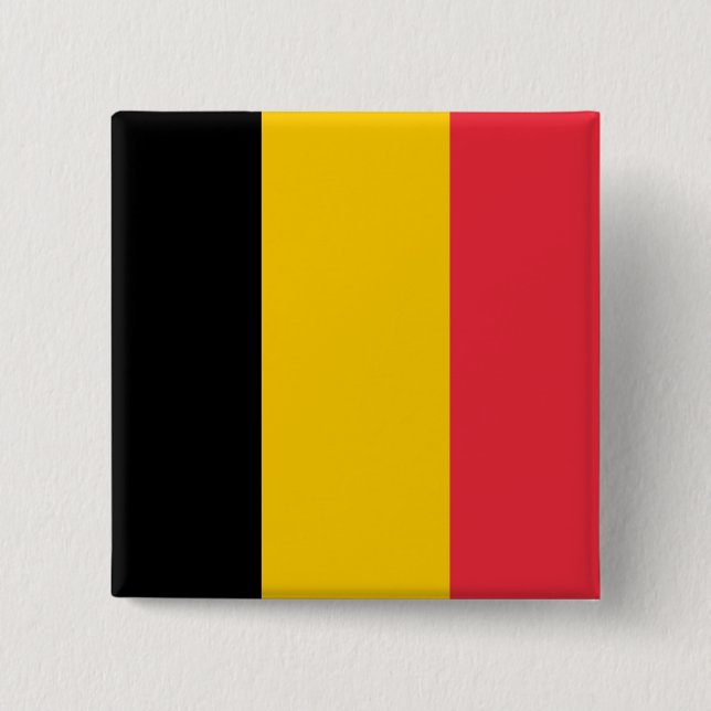 Bóton Quadrado 5.08cm Botão com bandeira da Bélgica (Frente)