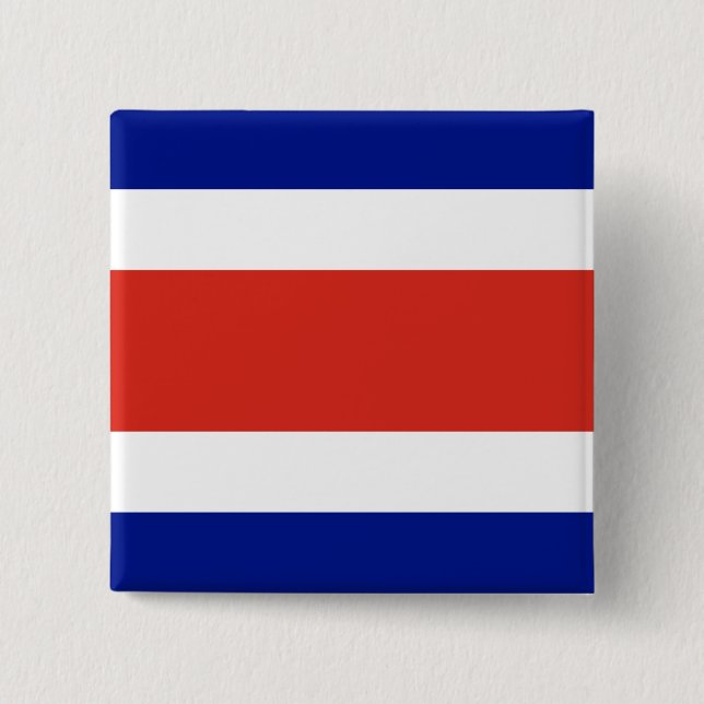Bóton Quadrado 5.08cm Botão com Bandeira da Costa Rica (Frente)