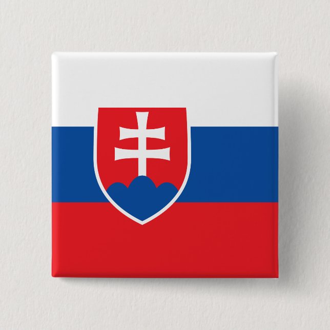 Bóton Quadrado 5.08cm Botão com Bandeira da Eslováquia (Frente)