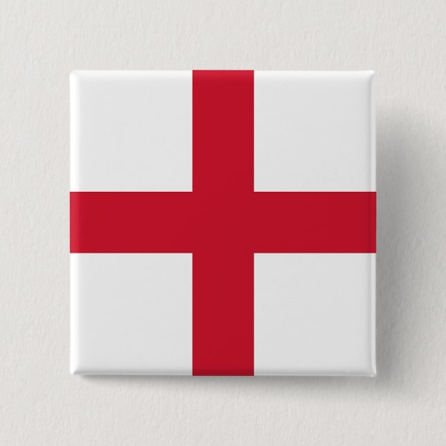 Bóton Quadrado 5.08cm Botão com Bandeira da Inglaterra (Frente)