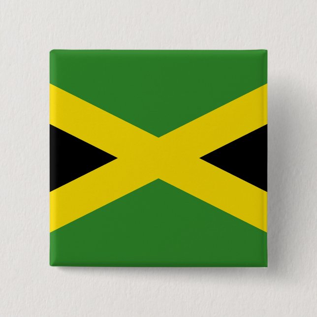 Bóton Quadrado 5.08cm Botão com bandeira da Jamaica (Frente)