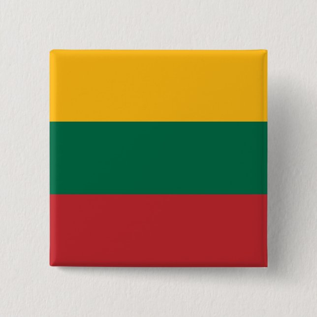 Bóton Quadrado 5.08cm Botão com Bandeira da Lituânia (Frente)