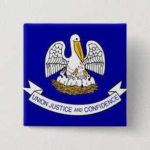 Bóton Quadrado 5.08cm Botão com Bandeira da Louisiana