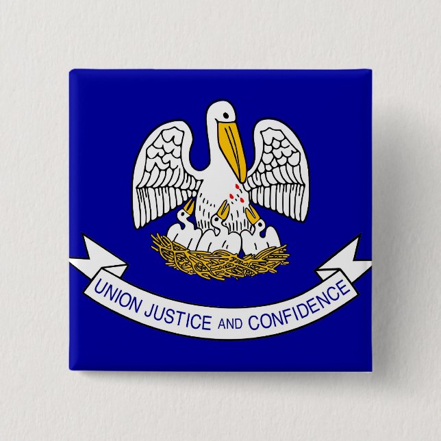 Bóton Quadrado 5.08cm Botão com Bandeira da Louisiana (Frente)
