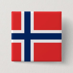 Bóton Quadrado 5.08cm Botão com Bandeira da Noruega