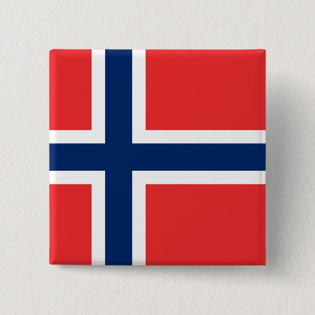 Bóton Quadrado 5.08cm Botão com Bandeira da Noruega (Frente)