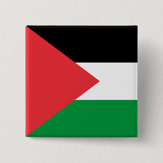 Bóton Quadrado 5.08cm Botão com Bandeira da Palestina (Frente)