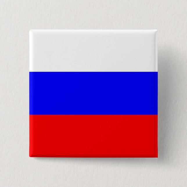 Bóton Quadrado 5.08cm Botão com Bandeira da Rússia (Frente)