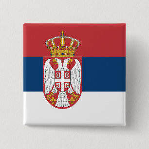Bóton Quadrado 5.08cm Botão com Bandeira da Sérvia